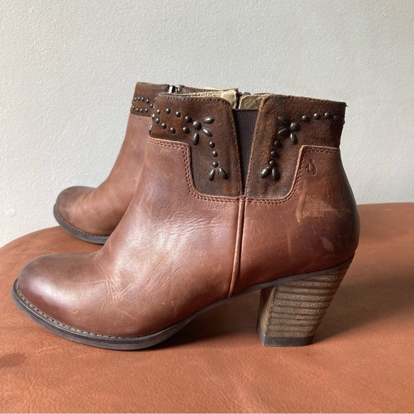 OluKai | Ho'Ohilu Women's Leather & Suede Studded Ankle Bootie in Friar Brown - Picture 2 of 9